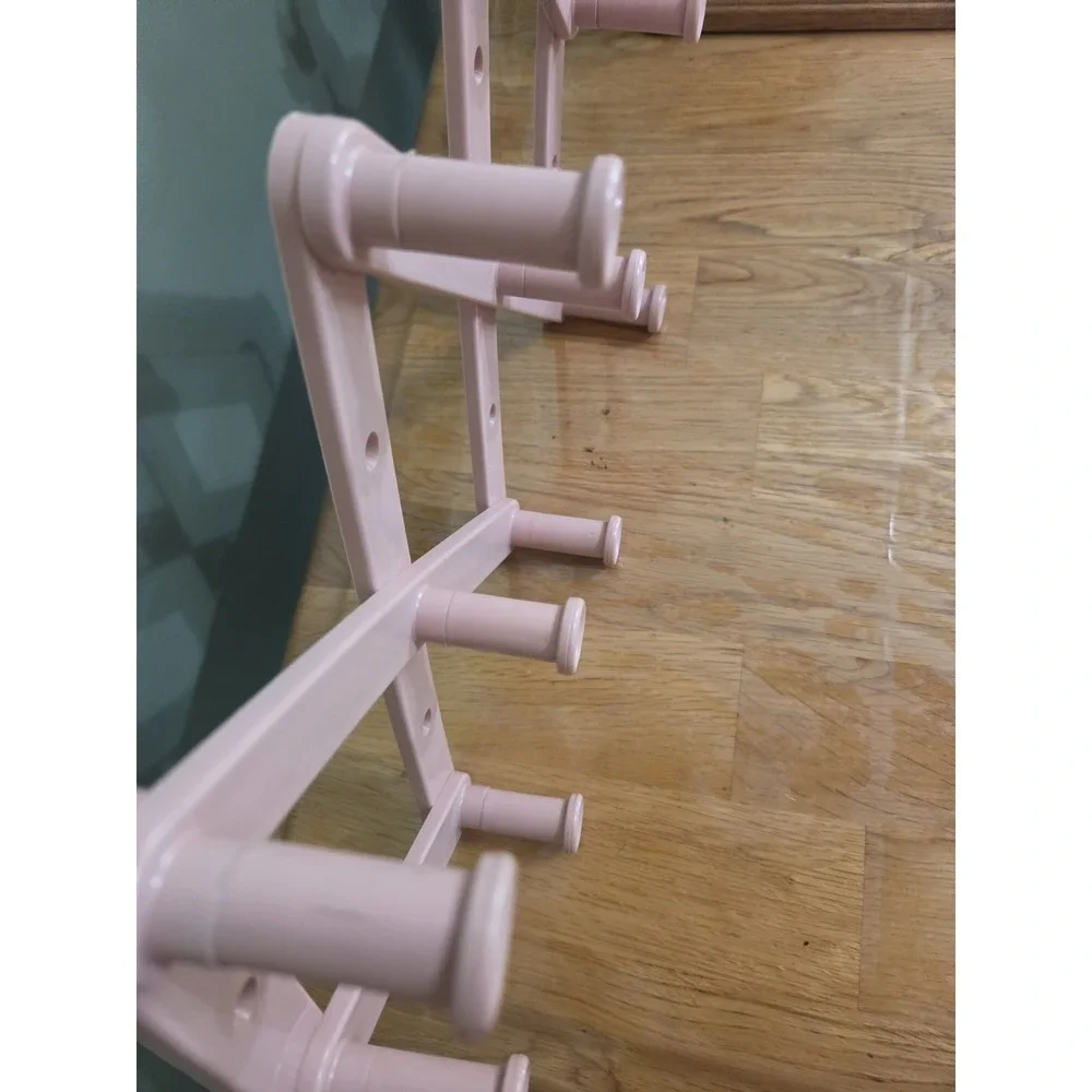 Vintage Accordion Wall Rack 10 Peg Expandable Plastic Hat Mug Holder USA Pink